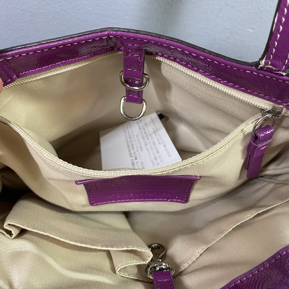 COACH Purse Handbag‎ Tan W/Hot Pink 7x11x2" - Picture 14 of 16